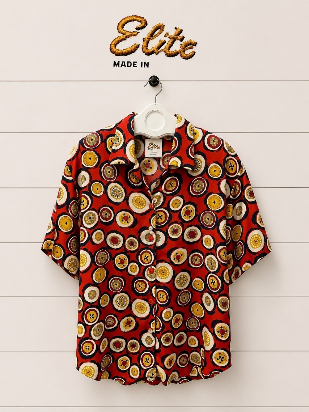 ELITE Red Vintage Graphic Blouse Size 10